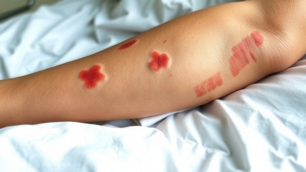 Measles rash symptoms on limb; measles outbreak in Anderson County.