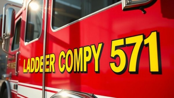 Maricopa fire truck with ladder company sign in sunlight