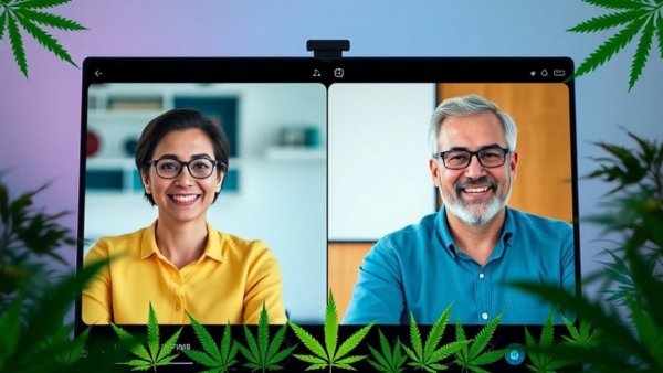 Video call with cannabis-themed border discussing Cannabis Industry Compliance