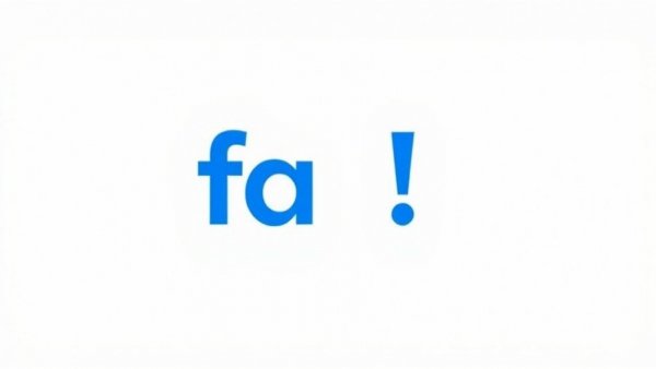 Minimalist text art 'fa!' in blue on gray background.