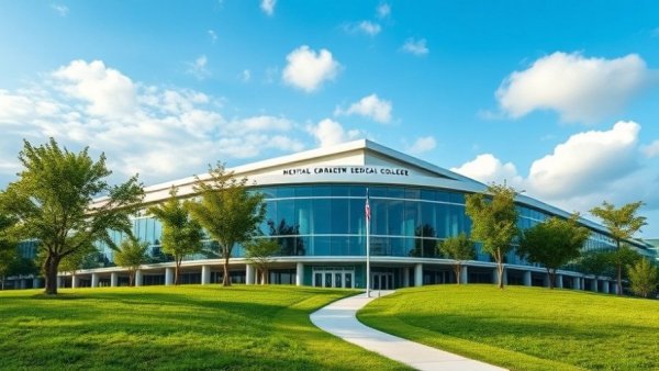 Modern Margao medical college with green lawn and clear sky