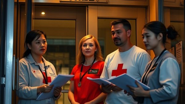 Spain train collision: Red Cross aiding at night.