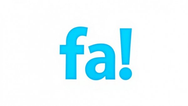 Blue 'fa!' text design with simple background.