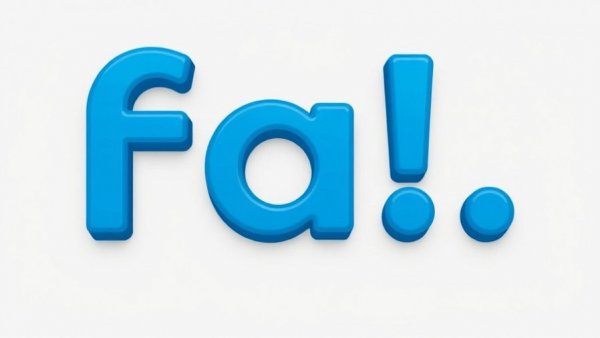 Stylized letters 'fa!' in blue on gray background.