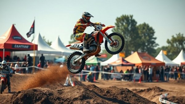 Colby Raha motocross jump at an event, crowd watching.
