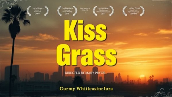 Grunge film poster 'Kiss My Grass' addresses cannabis equity issues.