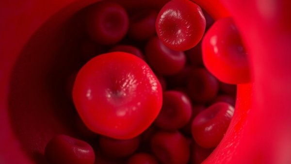 Illustration of red blood cells in an artery for coronary artery disease symptoms concept.