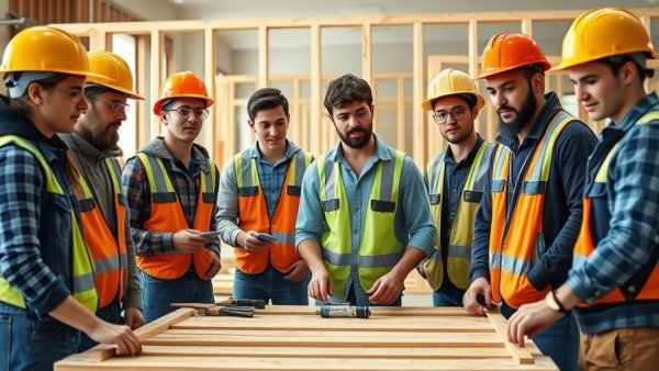 YouthBuild program for at-risk youth learning construction skills in classroom.