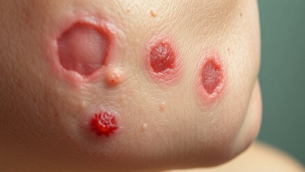 Eczema patches on skin related to Dupilumab survival rates.