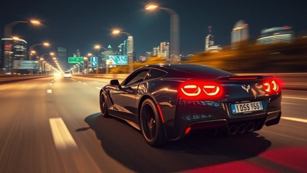 Blurred sports car speeding on highway, showcasing speeding consequences.