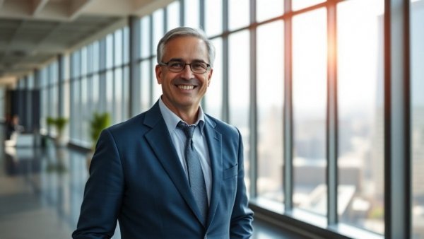 Man in a suit smiling in an office, cannabis industry news.