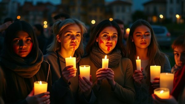 Vigil for Emily Pike Missing and Murdered Indigenous Women, attendees with candles.