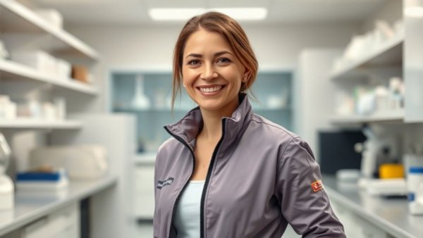 Woman in lab coat, related to terpenes in cannabis study