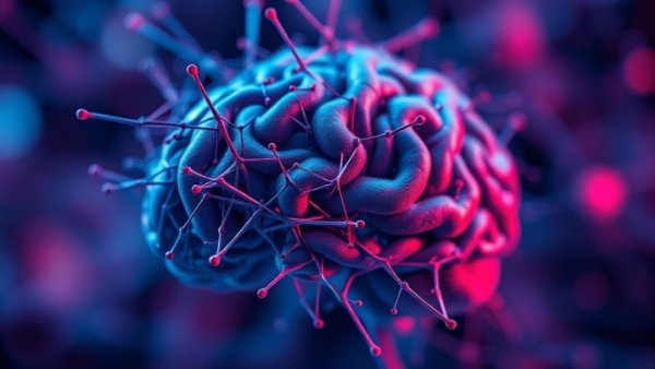 Intricate neural network visualizing why multiple sclerosis symptoms vary.