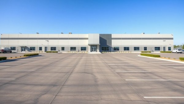 Modern industrial facility with implications for ICE facility purchase.