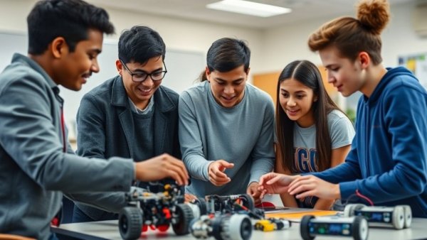 Fantastic Scholastic Greenville SC students working on collaborative robotics project.