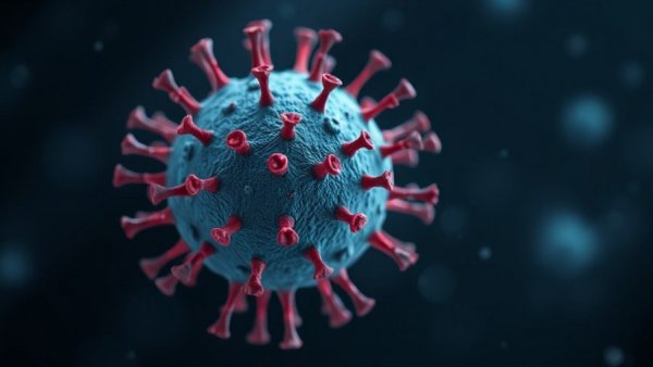 Illustration of viral particles during the measles outbreak