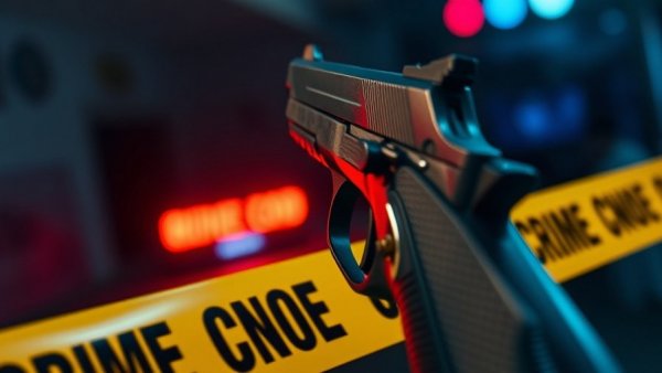 Spartanburg County shooting news with handgun and crime scene tape.