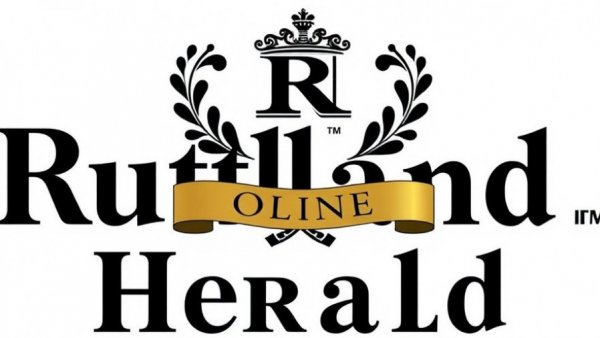 Rutland Herald logo with classical emblem and online ribbon.