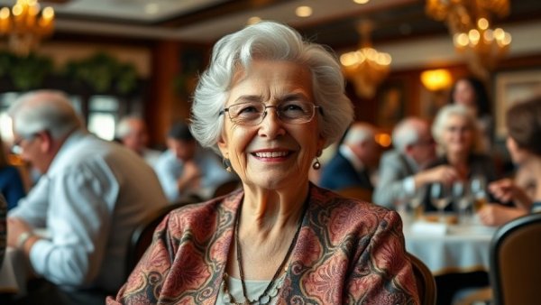 Elderly woman at restaurant event for search for Nancy Guthrie.