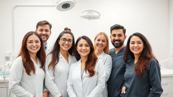 Dental team in Saudi Arabia clinic, smiling, local hiring focus.