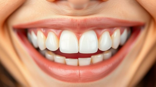 Close-up of smiling teeth highlighting dental health.