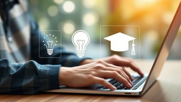 Digital interface of educational icons on laptop for free CE webinars for dental professionals.