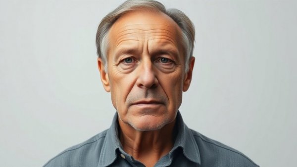 Portrait of an older man with a neutral expression.
