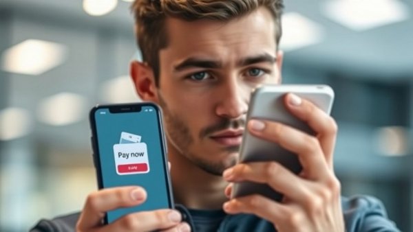 Man using mobile payment option, focusing on smartphone.