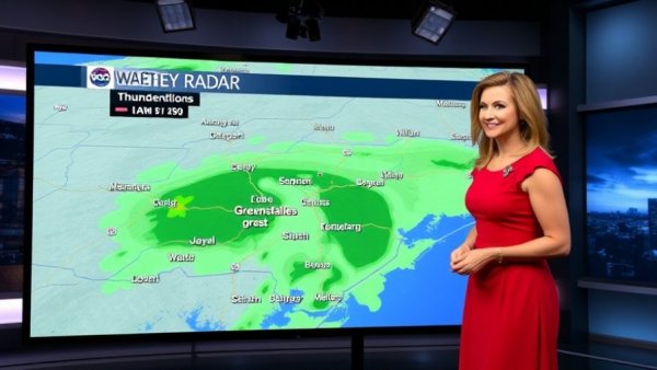 Weather forecast showing thunderstorms over Greenville, SC with anchor.