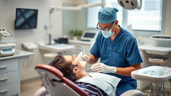 Professional dentist treating patient; cost of dental implants in Corsicana.