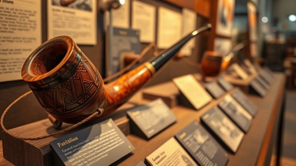 Vintage pipe display with informational cards at a Greenville SC local event.