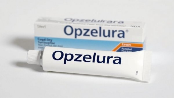 Opzelura cream opal box and tube for NHS funding in vitiligo treatment.
