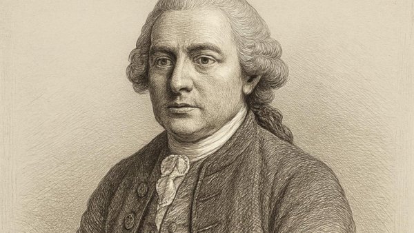 Historic etched portrait of 18th-century man for veteran policies