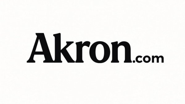 Stylized Akron.com text logo, black on white background.