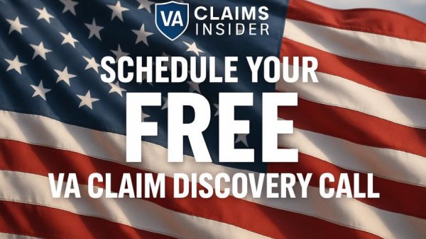 Patriotic banner promoting resources to help disabled veterans with VA Claims Insider.