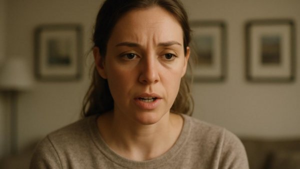 Woman discussing veteran service organizations in a thoughtful tone.