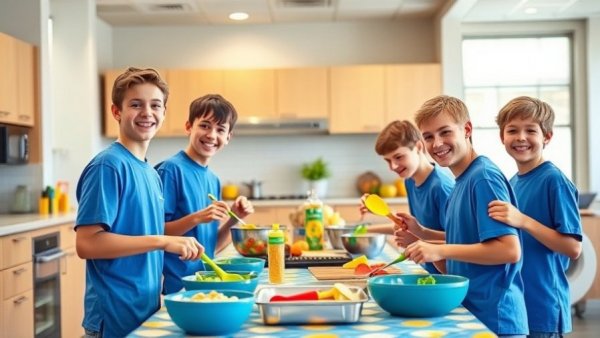 Boys Team Charity volunteering at Ronald McDonald House kitchen