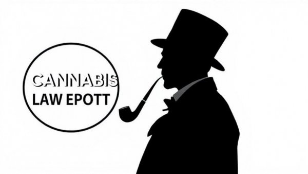 Silhouette of a figure with pipe in Cannabis Law Report logo.