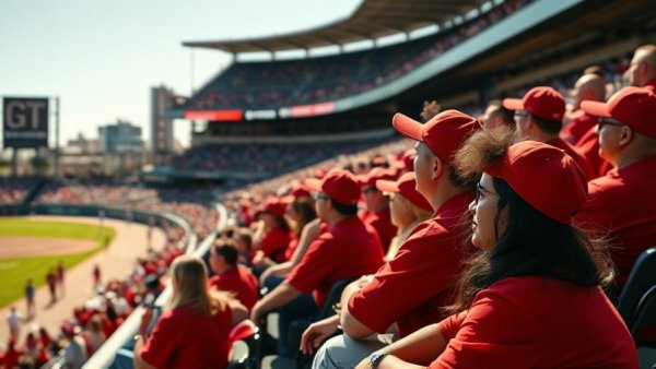 Fans at Goodyear Ballpark dressed in red for heat awareness.