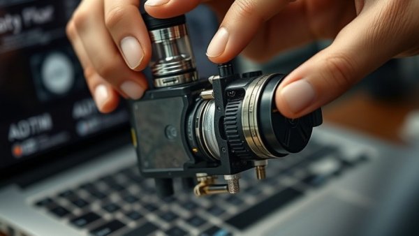 Close-up of modular vape hardware being assembled