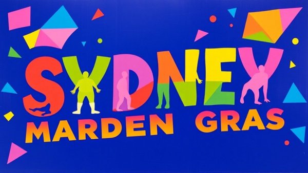 Vibrant 1989 Sydney Gay Mardi Gras poster art