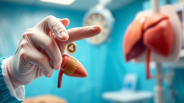 Medical professional inspecting liver model for liver disease tests.