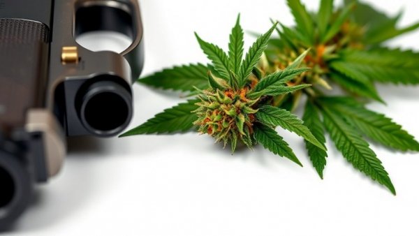 Cannabis plant and handgun, illustrating federal gun ban on cannabis consumers.