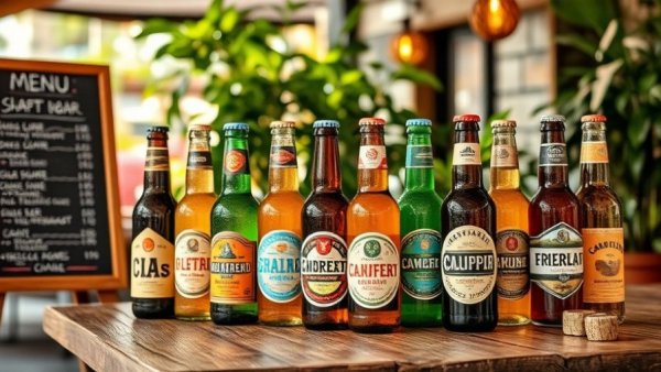 Selection of colorful beers at a cozy outdoor bar in Greenville SC.