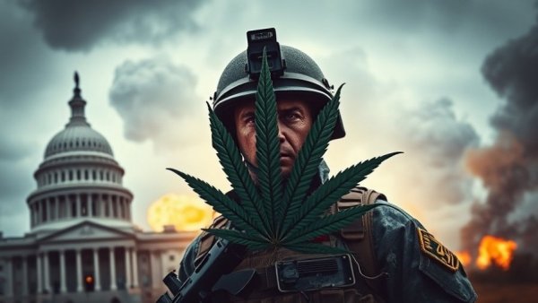 Dramatic depiction of soldier and cannabis reform in the cannabis industry