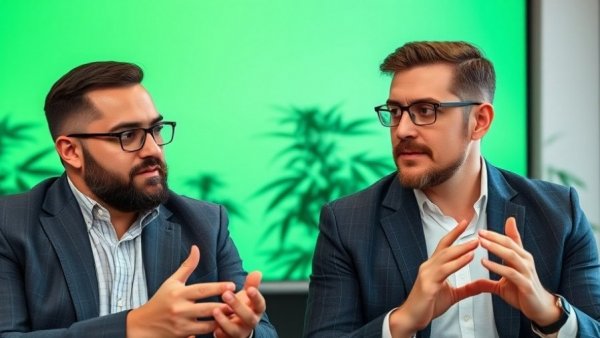 Vib Gupta and colleague discussing cannabis industry insights in a virtual setup.