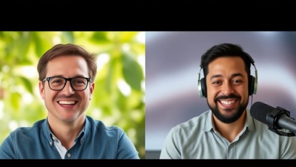 Podcast interview with two men in a virtual setup.