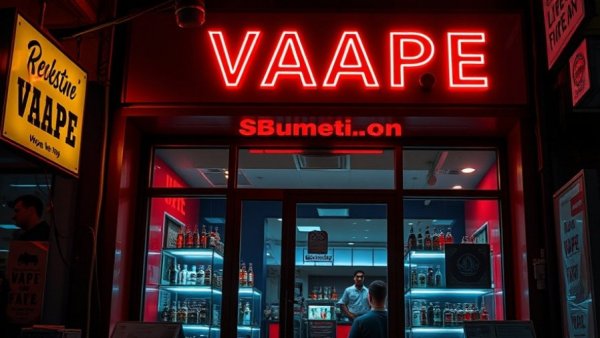 South Carolina vape shop sting; neon-lit vape store entrance.
