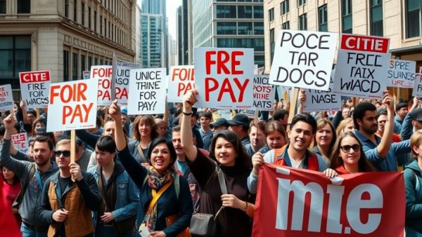 Union staff holding signs at BMA strike over pay